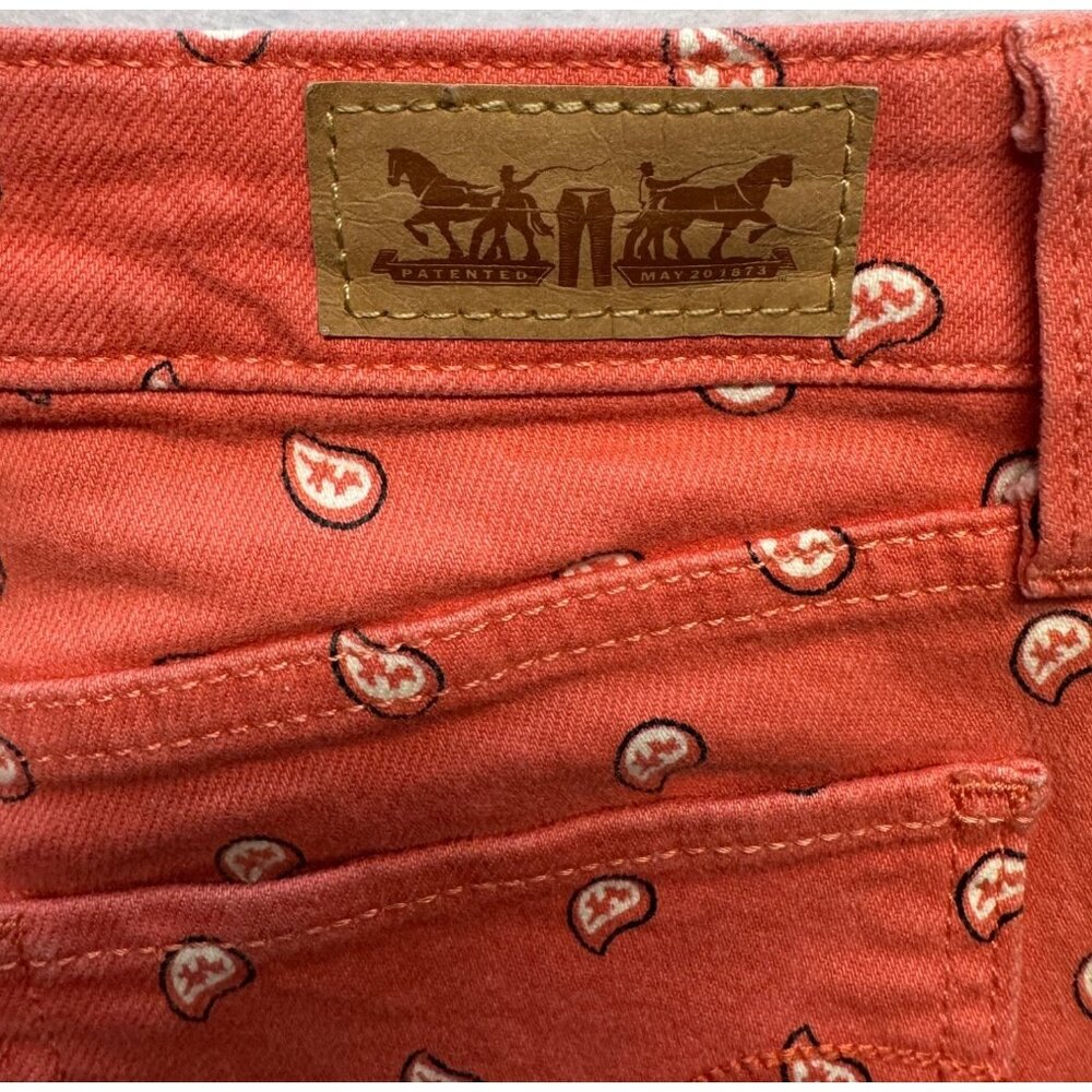 Levis 535 Legging Skinny Jeans Red Peach Print Womens Cotton Blend - Picture 6 of 13